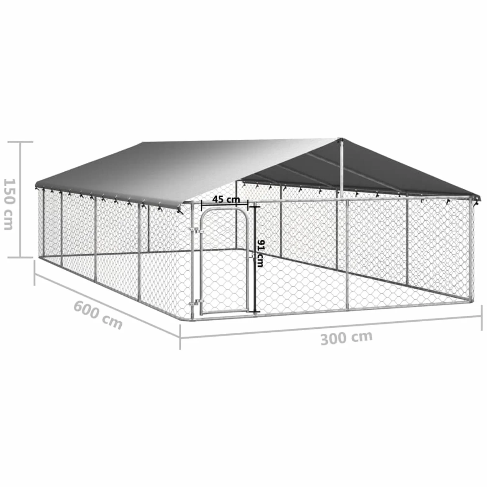 GuyAna Perrera de Exterior con tejado Jaula para Perros Grandes Jaula Perros 600x300x150 cm
